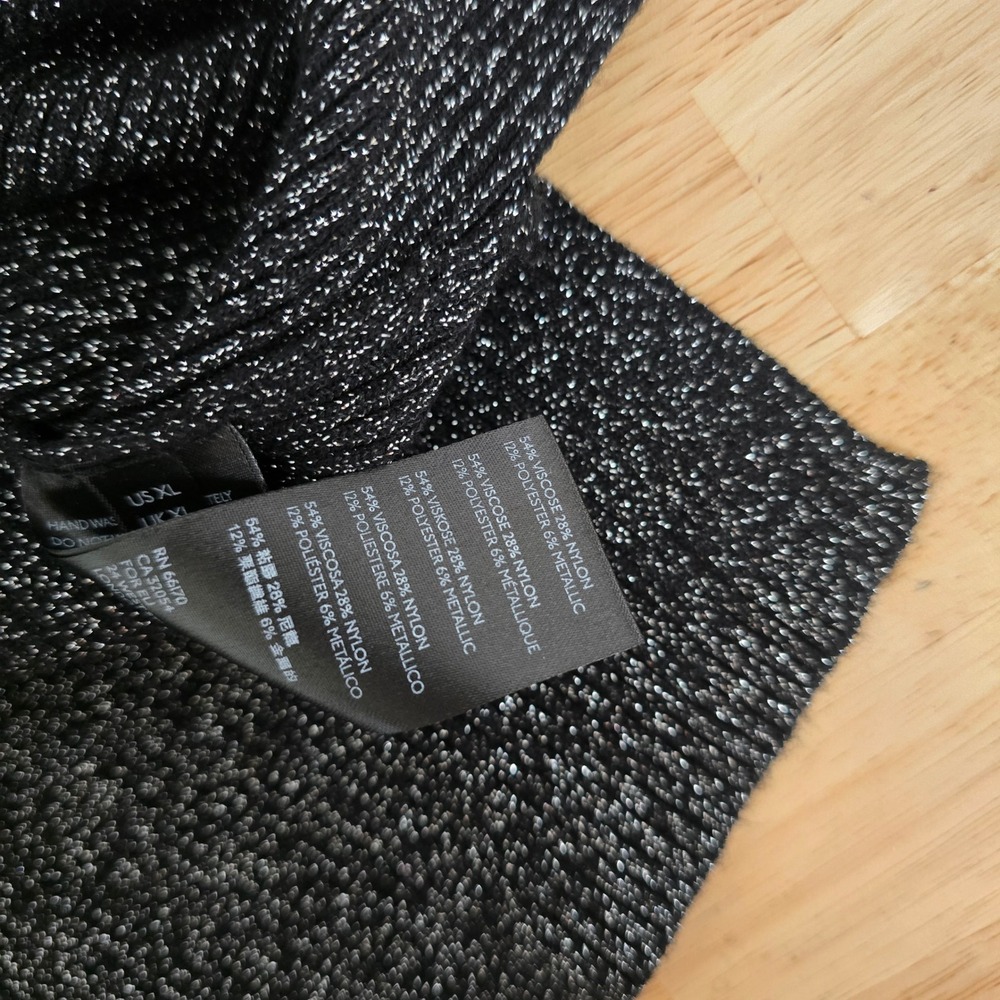By Anthropologie Womens XL Black Silver Metallic Chevron Ribbed Knit Tank Top - Picture 4 of 8